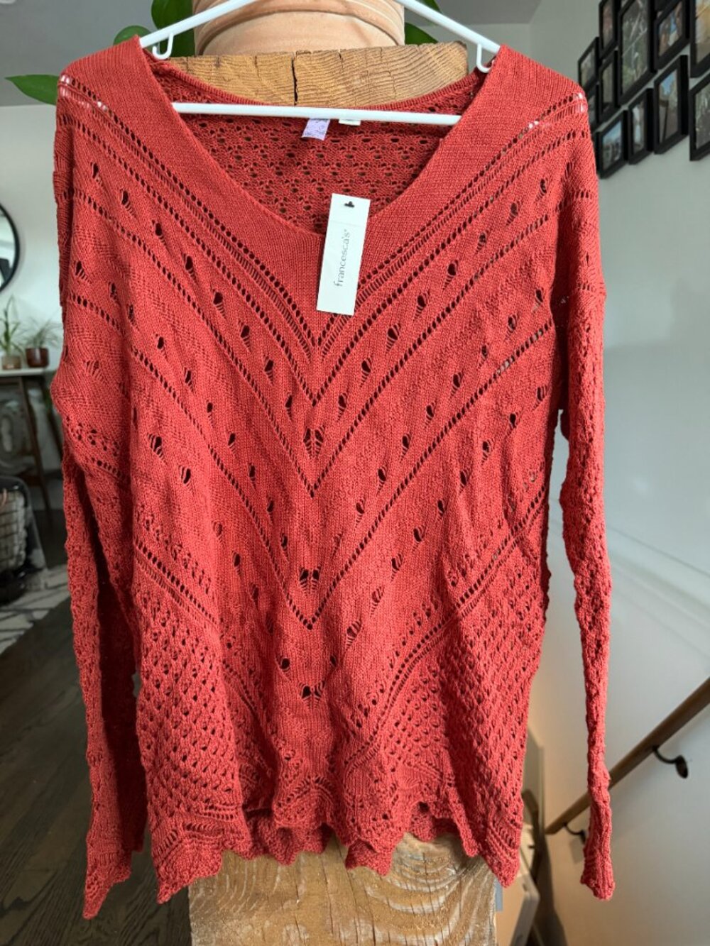 Dark Coral Colored Knit Sweater from Francesca's - Size M